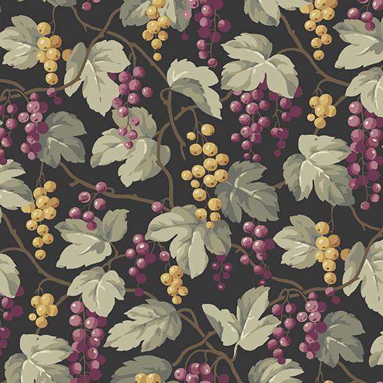 AND English Garden Currants - A-792-K Licorice - Cotton Fabric