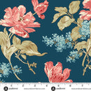 AND Lighthouse Front Porch Bouquet - A-1472-B Navy - Cotton Fabric