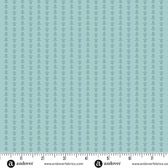 AND Sewing Basket Dancing Nancy - A-958-B Turquoise - Cotton Fabric