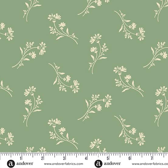 AND Sewing Basket Petunia - A-949-G Jade - Cotton Fabric