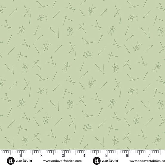 AND Sewing Basket Pin Up - A-952-G Jade - Cotton Fabric