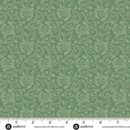 AND Sewing Basket Seagrass - A-953-G Tourmaline - Cotton Fabric