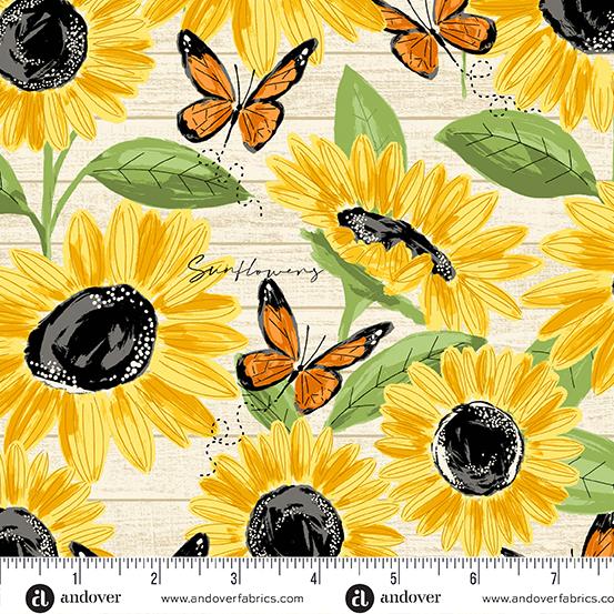 AND Sunflower Meadow - A-898-L - Cotton Fabric