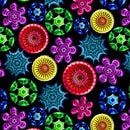 BLK Large Rosette 2684-99 Black - Cotton Fabric