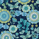 BTX Butterfly Calypso Floral - 14880-58 Navy - Cotton Fabric
