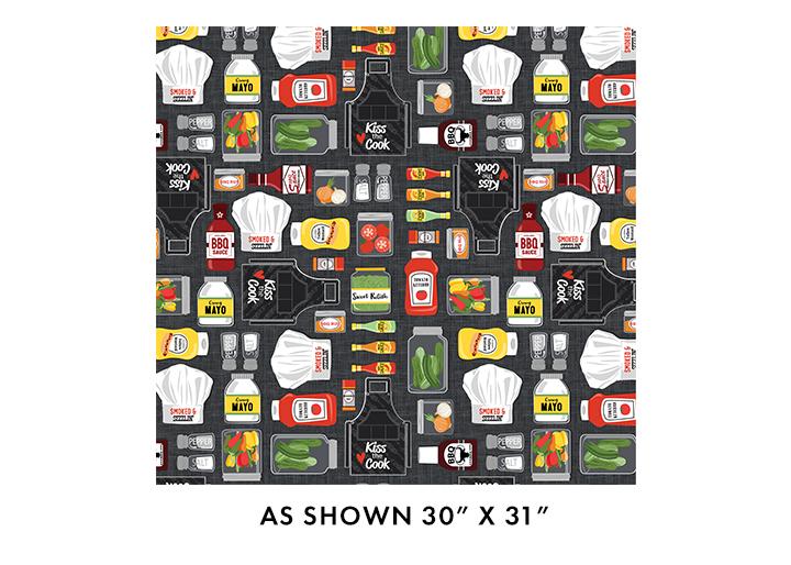 BTX Chillin & Grilllin All The Fixins - 14358-08 Charcoal - Cotton Fabric