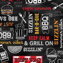 BTX Chillin & Grilllin Grillin Time Words - 14353-08 Charcoal - Cotton Fabric