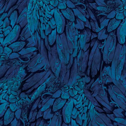 BTX Parrot Habitat Featherly - 16182-54 Blue - Cotton Fabric