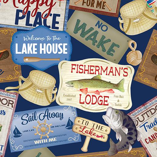 BTX Sail Away Lake House Signs - 14437-56 Navy - Cotton Fabric