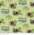 CWH Covered Bridges in Spring - CD15820-GREEN - Cotton Fabric