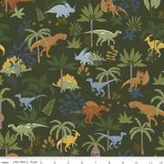 CWH Cretaceous Jungle Dinos - C14101-HUNTER - Cotton Fabric