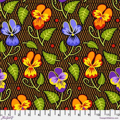 FS Gloriosa Garden Johny Jump Ups - PWJS154.BROWN - Cotton Fabric