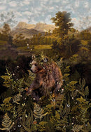 HFF Among The Ferns Panel - W5490-696 Bear - Cotton Fabric
