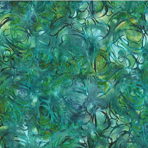 HFF Bali Batik Abstract Circles - V2517-522 Seagrass - Cotton Fabric