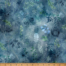 HFF Tree Line Leaves - W5435-7 Blue - Cotton Fabric
