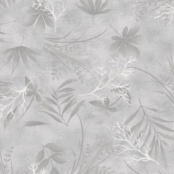 MB 108" Quilt Backs Leaves - R360760D-GRAY - Cotton Fabric