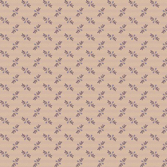 MB I Love Purple Zig Zag Sprig - R330689-TAN - Cotton Fabric