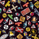 MM All Aboard Railroad Crossing - DCX11581-BLAC-D - Cotton Fabric