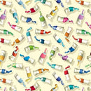 MM An Artist's Life Paint Tubes - DDC11752-CREM-D - Cotton Fabric