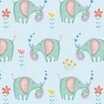 MM Baby Love Baby Elephant - DC11591-BLUE Blue - Cotton Fabric