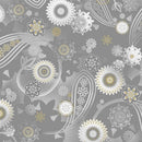 MM Magnificent Peacock Dancing Paisley - CM11851-FOGX-D - Cotton Metallic Fabric