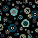 MM Magnificent Peacock Festive Medallion - CM11852-BLAC-D - Cotton Metallic Fabric