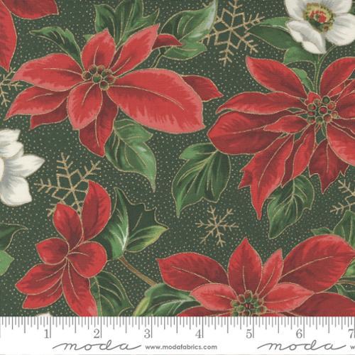 MODA Merry Manor Metallic 33660-14M Evergreen - Cotton Fabric