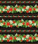 NCI Strawberry Fields - 729-BLACK - Cotton Fabric