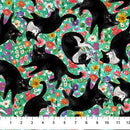 NCT Hide and Seek Tossed Cats - DP27647-74 Green Multi - Cotton Fabric