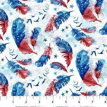 NCT Patriot Feather Toss - DP25540-10 White Multi - Cotton Fabric