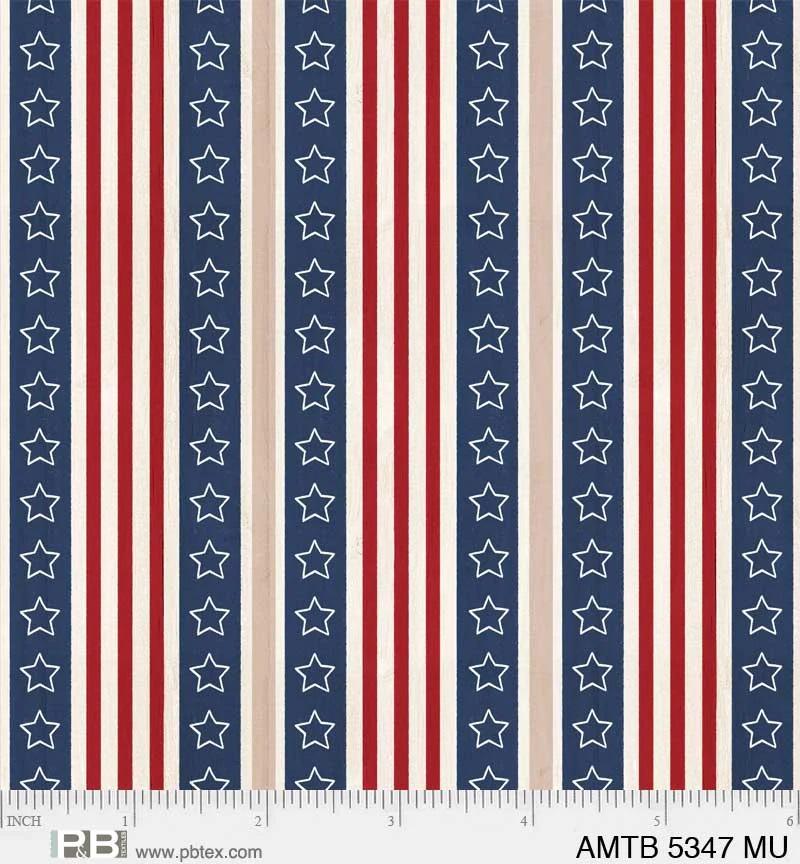 PB America The Beautiful Star Strip - 5347-MU - Cotton Fabric