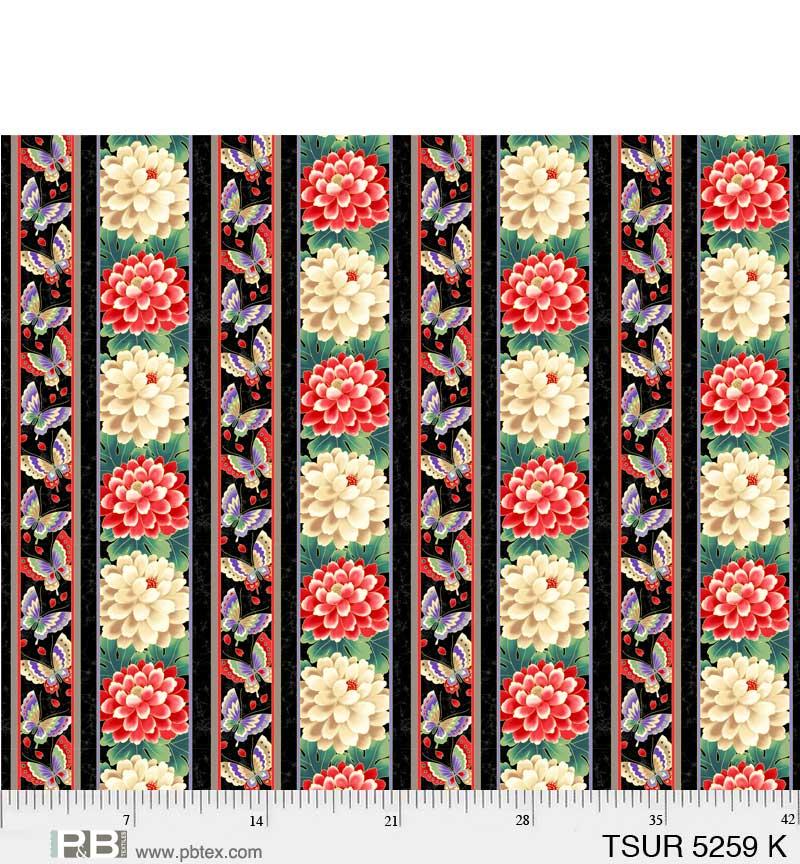 PB Tsuru Border Stripe - 05259-K - Cotton Fabric
