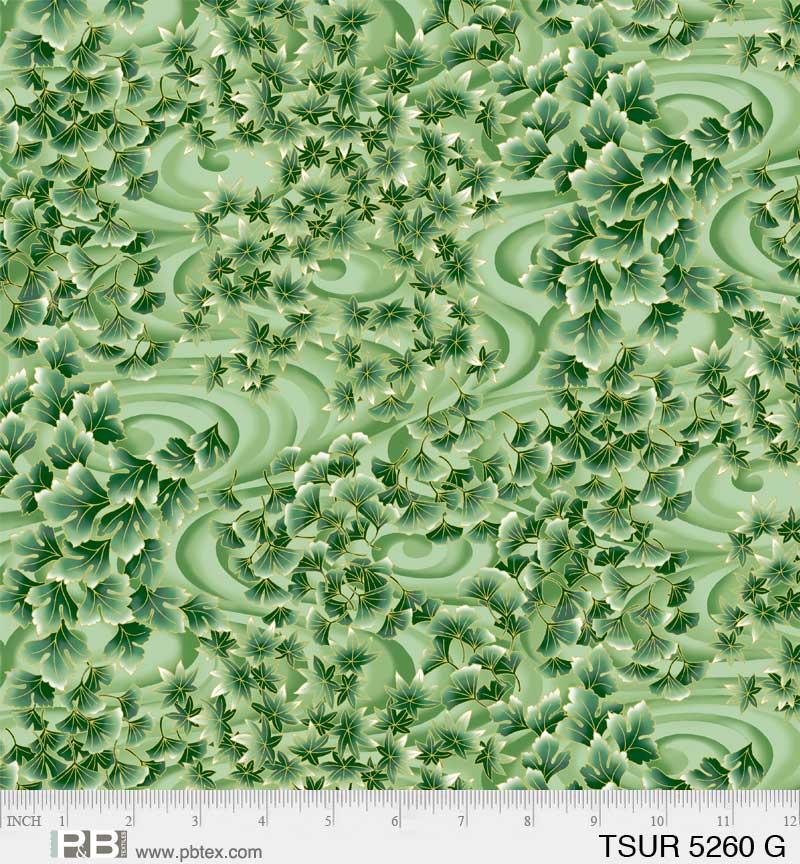 PB Tsuru Swirling Leaves - 05260-G - Cotton Fabric
