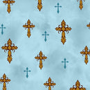 QT Amazing Grace Crosses - 24030-Q Teal - Cotton Fabric
