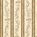 QT Amazing Grace Decorative Scroll Stripe - 24046-A Tan - Cotton Fabric