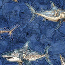 QT Atlantis Sharks Toss - 30691-W Ocean - Cotton Fabric