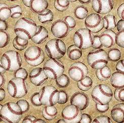 QT Bases Loaded Tossed Baseballs - 30346-A Tan - Cotton Fabric