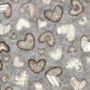 QT Bear Hugs Heart Toss - 30064-K Gray - Cotton Fabric