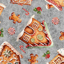 QT Cuties Gingerbread Houses - 31182-K Gray - Cotton Fabric