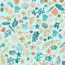 QT Deep Sea Dazzle Coral - 31201-Q Lt. Aqua - Cotton Fabric