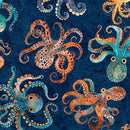 QT Deep Sea Dazzle Octopus - 31198-N Navy - Cotton Fabric