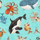 QT Deep Sea Dazzle Sea Creatures - 31197-Q Aqua - Cotton Fabric