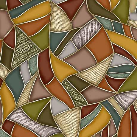 QT Frond Nouveau Mosaic - 30099-T Rust - Cotton Fabric
