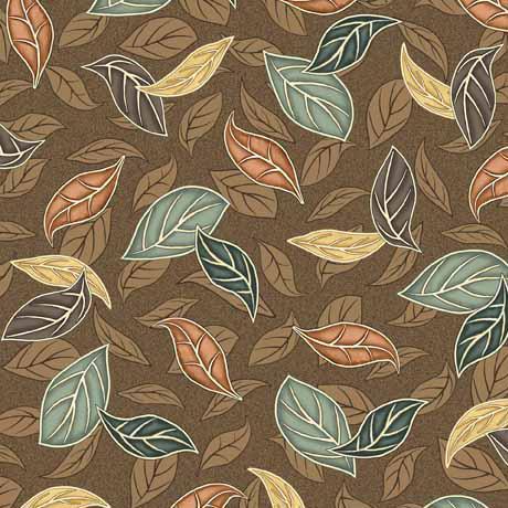 QT Frond Nouveau Tossed Leaves - 30101-A Brown - Cotton Fabric