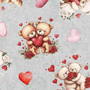 QT Hearts & Hugs Bears & Hearts Toss - 31649-K Gray - Cotton Fabric