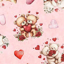QT Hearts & Hugs Bears & Hearts Toss - 31649-P Pink - Cotton Fabric