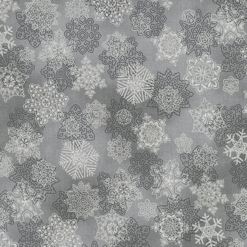 RK Holiday Flourish - Snow Flower SRKM-21603-183 Pewter - Cotton Fabric