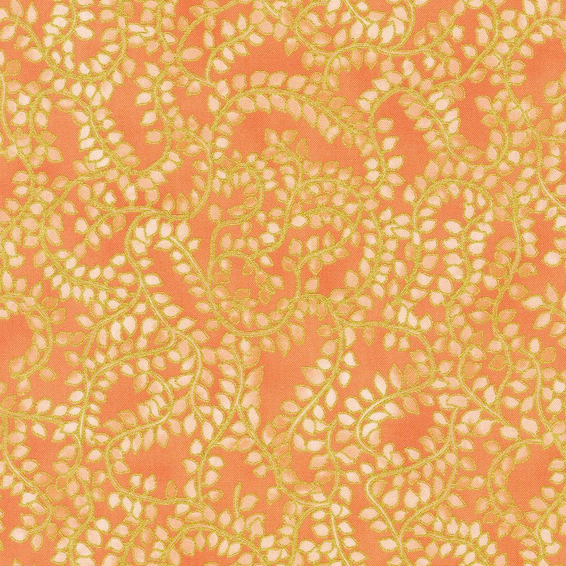 RK Jeweled Leaves - AXUM-21611-143 Coral - Cotton Fabric