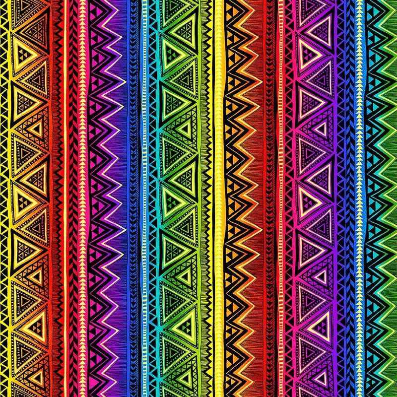 TT African Sunset - African Tribal Stripes CM2045-MULTI - Cotton Fabric