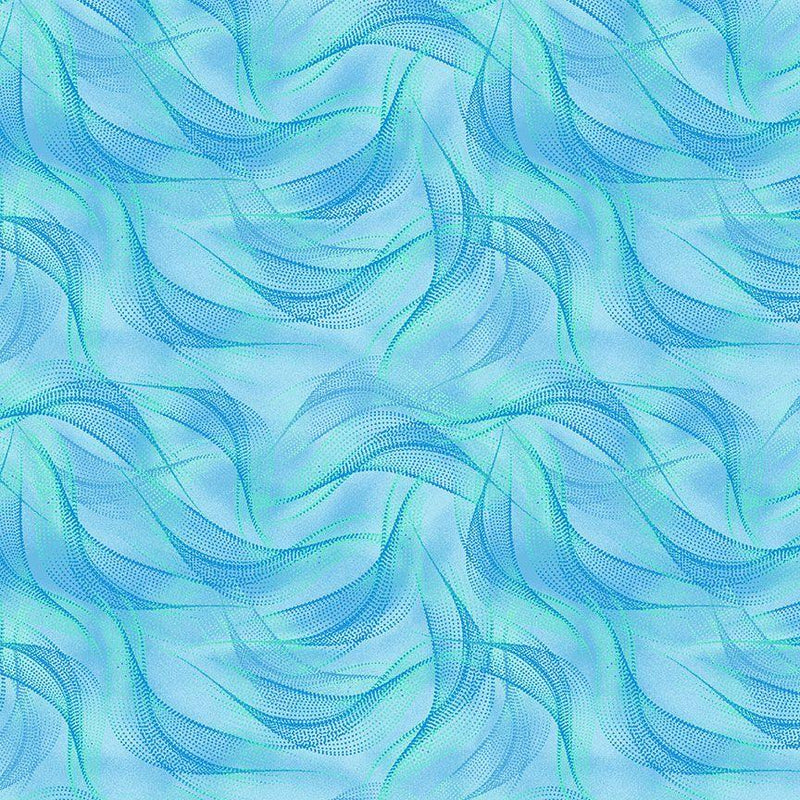 TT Electric Ocean Abstract Dotty Waves - CD2857-AQUA - Cotton Fabric